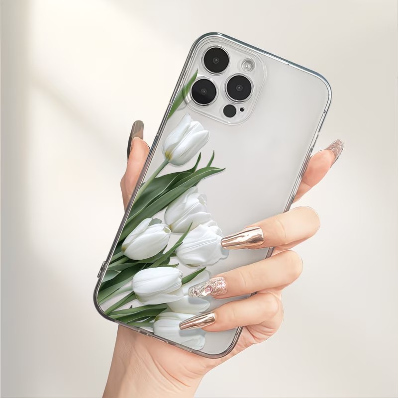 Apple Iphone 15 - Etui na telefon z nadrukiem tulipanów